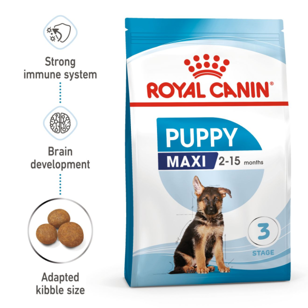 Royal Canin Maxi Puppy Dry Food and Furlicks Gut Health Supplement Combo for Dogs Online Hot Sale