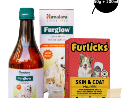 Furlicks Skin & Coat Supplement and Himalaya Furglow Skin and Coat Tonic Combo for Dogs and Cats Online