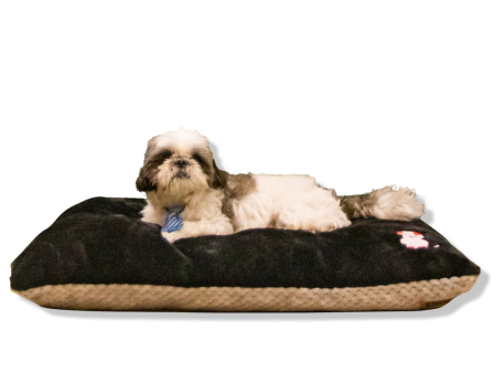 Petter World Luxury Reversible Chopped Foamed Pillow Bed with Soft Fur for Dogs (Jet Black) Sale