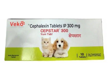 Veko Cepstar 300mg (Cephalexin) Tablet Dogs & Cats (pack of 10 tablets) Online Sale