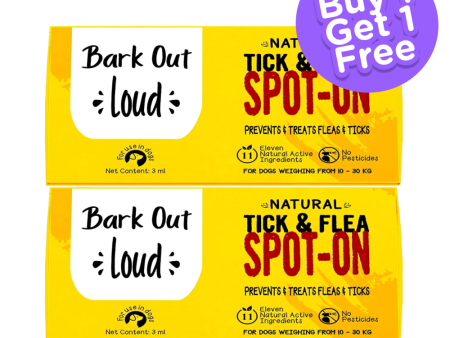 Bark Out Loud Natural Tick & Fleas Spot On Solution for Dogs and Cats (Limited Shelf Life) (Buy 1 Get 1) For Discount