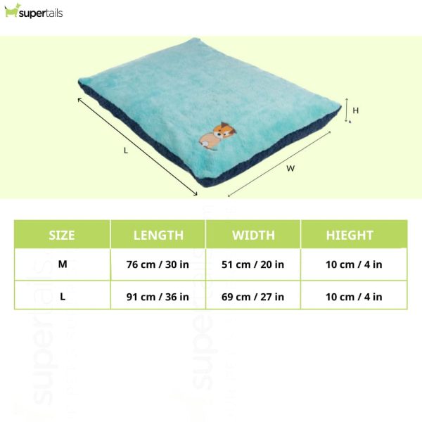 Petter World Luxury Reversible Chopped Foamed Pillow Bed with Soft Fur for Dogs (Turquoise) on Sale