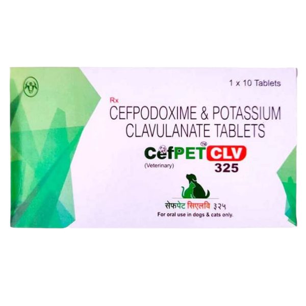 Intas Cefpet CLV 325 Tablets for Dogs and Cats (pack of 10 tablets) For Sale