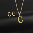 Wholesale Stainless Steel 26 Letter Necklace Earrings Two Piece Set Fashion