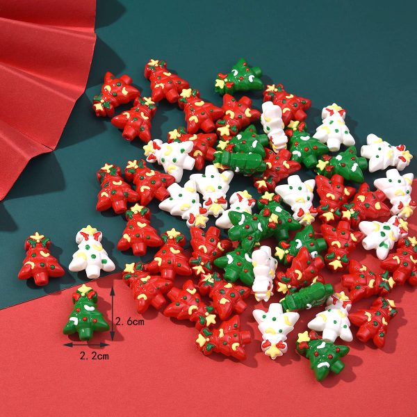 Wholesale 10pcs Double-sided Drip Oil Christmas Tree Acrylic Bead Beads Online now