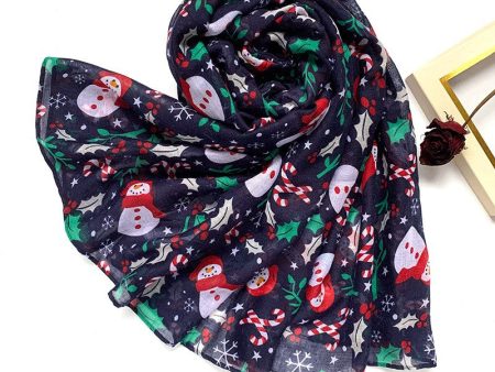 Wholesale Christmas Scarves, Snowman Printed Balinese Scarf Cheap