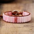 Wholesale Natural Stone Square Tube 4*13MM Leather Beaded Bracelet For Sale