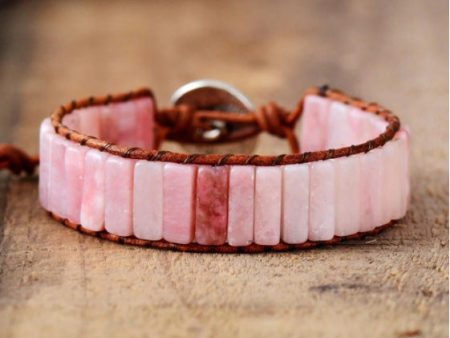 Wholesale Natural Stone Square Tube 4*13MM Leather Beaded Bracelet For Sale