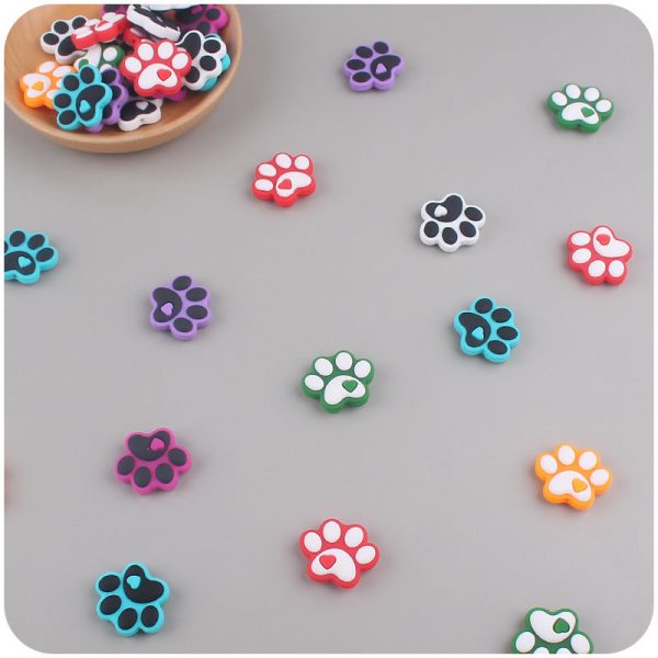 Wholesale of 3PCS Cartoon Dog Paw Silicone Focal Beads on Sale