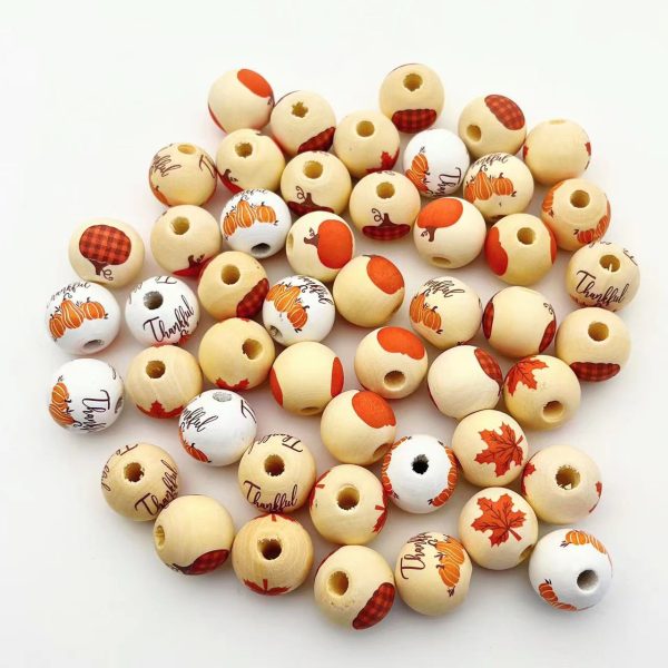 Wholesale 10pcs Autumn Thanksgiving Wooden Beads Online Hot Sale