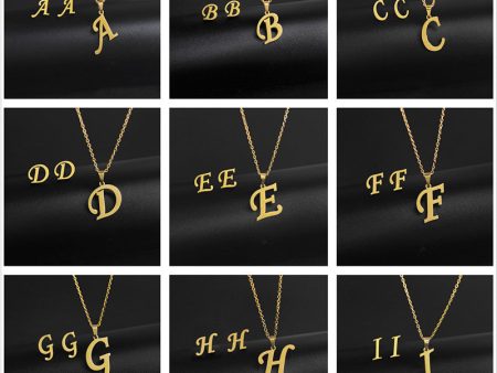 Wholesale Stainless Steel 26 Letter Necklace Earrings Two Piece Set Fashion