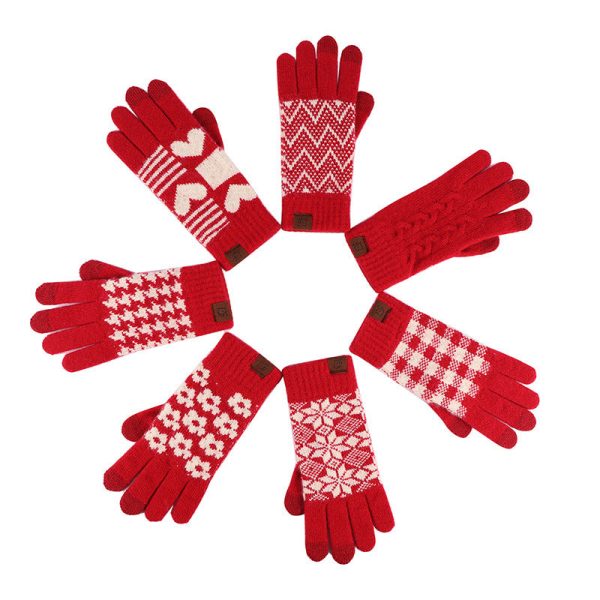 Wholesale Winter Red Warm Touch Screen Gloves For Sale