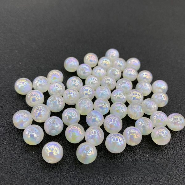 Wholesale of 100PCS PACK Resin Moonlight Beads, Colorful Pearls, Half Hole Round Beads Online Hot Sale