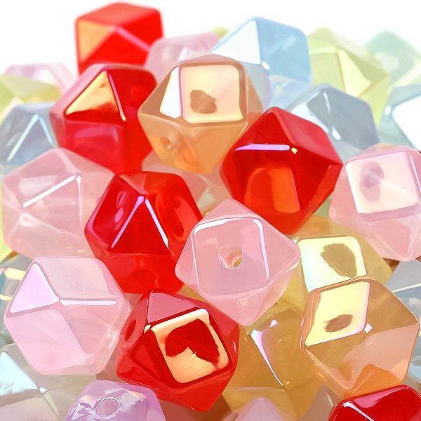 Wholesale Random 30pcs pack Polygonal Cut Square Bead Acrylic Bead DIY Bead Accessories on Sale