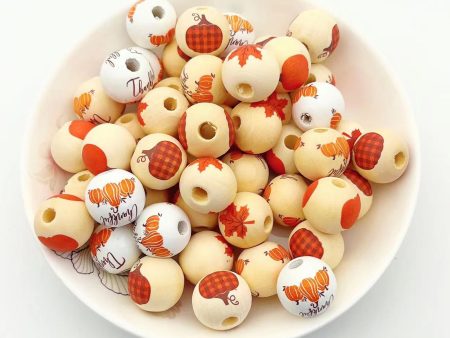 Wholesale 10pcs Autumn Thanksgiving Wooden Beads Online Hot Sale