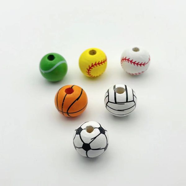 Wholesale Ball Series Printed Wooden Beads Online Sale