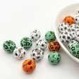 Wholesale 10pcs Flower Printed Wooden Beads Fashion