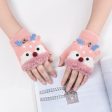 Wholesale Children s Winter Plush and Thick Flip Half Finger Knitted Cartoon Imitation Cashmere Gloves For Sale