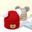 Wholesale Children s Fur Ball Knitted Hat Bear Embroidered Warm Woolen Hat Discount