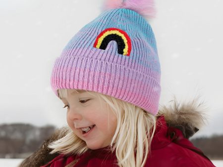 Wholesale Winter Cartoon Gradient Children s Hat Plus Velvet Warm Wool Ball Knitted Hat Online Hot Sale