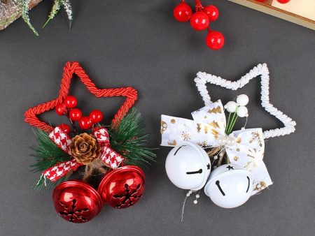 Wholesale Christmas Tree Decorations, Five Pointed Star Metal Bell Pendants For Cheap