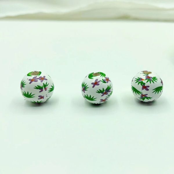 Wholesale of 50PCS PACK Printed Wooden Beads Discount