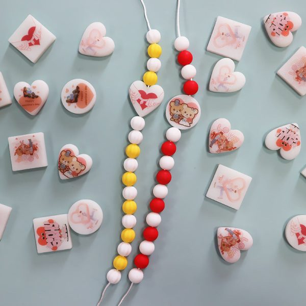 Wholesale Nightlight Printing Valentine s Day One Set Silicone Printing Beads Online now