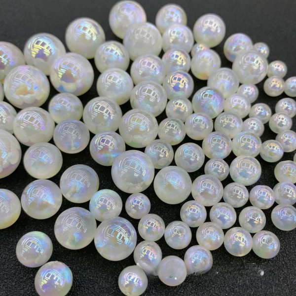 Wholesale of 100PCS PACK Resin Moonlight Beads, Colorful Pearls, Half Hole Round Beads Online Hot Sale