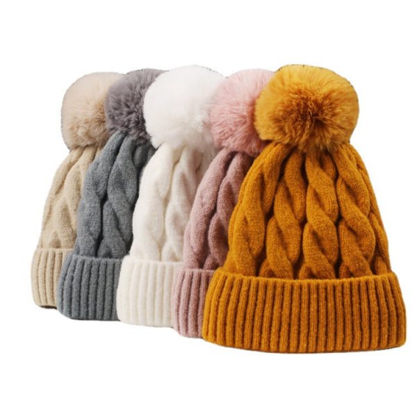 Wholesale Woolen Hat Cashmere Twist Elastic Warm Knitted Hat Discount