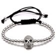 Wholesale Braided Zircon 4mm Copper Beads Skull Men s Adjustable Bracelet Online now