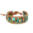 Wholesale Imperial Stone Cow Leather Rope Hand Woven Ethnic Style Leather Bracelet Discount