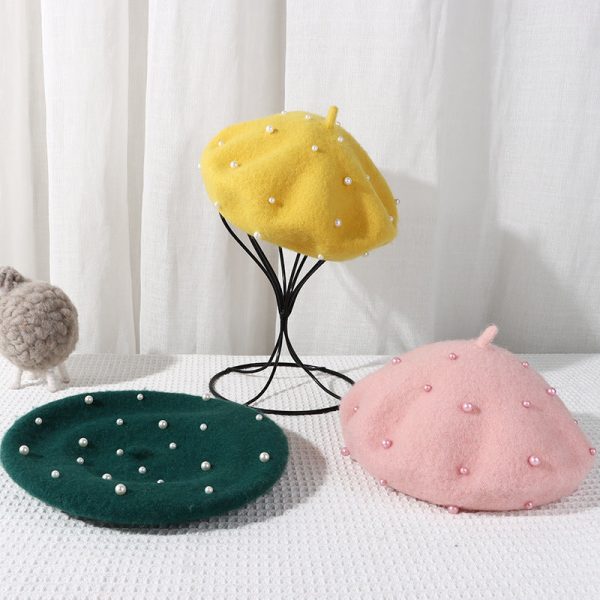 Wholesale Autumn and Winter Pearl Children s Beret Pearl Hat Online Sale