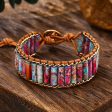 Wholesale Imperial Stone Cow Leather Rope Hand Woven Ethnic Style Leather Bracelet Discount