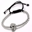 Wholesale Braided Zircon 4mm Copper Beads Skull Men s Adjustable Bracelet Online now