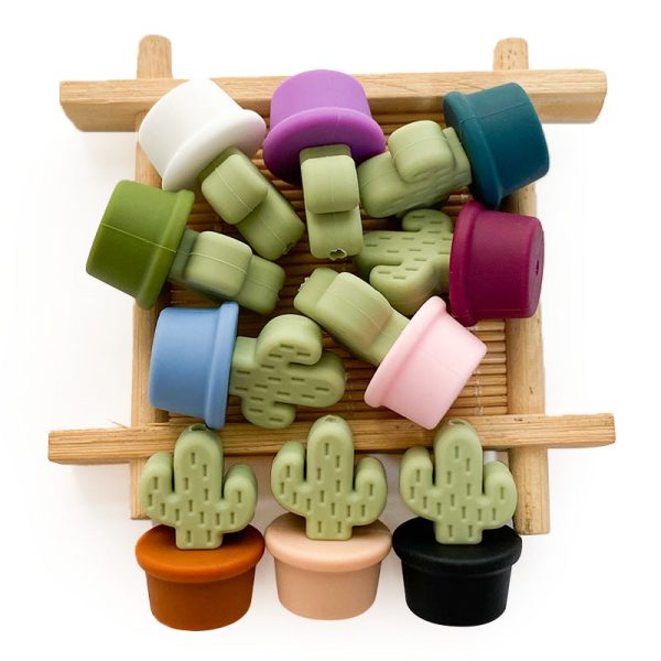 Wholesale of 10PCS Mini Cactus Silicone Beads Sale