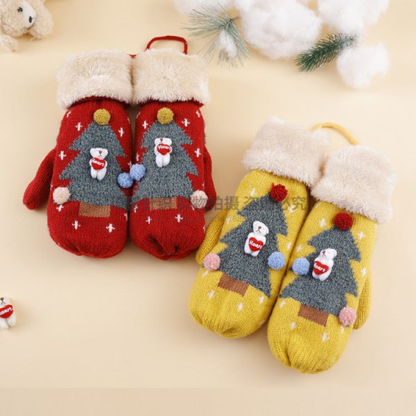 Wholesale Christmas Plush and Thickened Imitation Cashmere Knitted Yarn Gloves Fashion