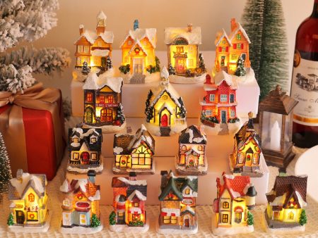 Wholesale Christmas Resin Colored Luminous House Desktop Ornaments Sale