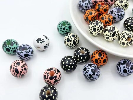 Wholesale 50PCS PACK Bear Paw Cat Paw Printed Wooden Beads For Discount