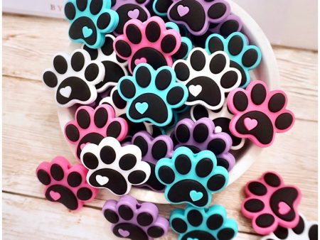 Wholesale of 3PCS Cartoon Dog Paw Silicone Focal Beads on Sale