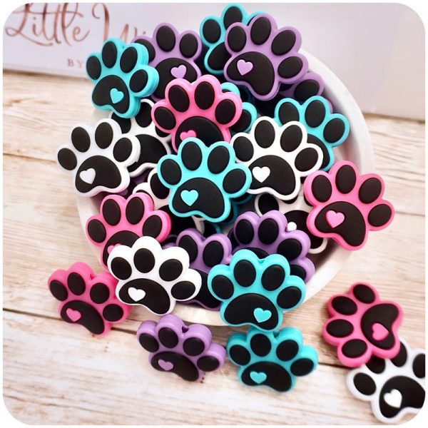 Wholesale of 3PCS Cartoon Dog Paw Silicone Focal Beads on Sale