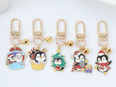 Wholesale Christmas Metal Penguin Santa Keychain Online now