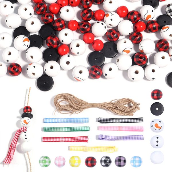 Wholesale Christmas Themed DIY Wooden Beaded Hemp Rope Set Supply