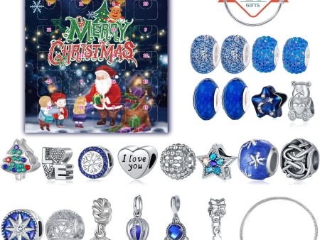 Wholesale Blue Christmas Countdown Calendar Gift Box Set Diy Beaded Bracelet Online