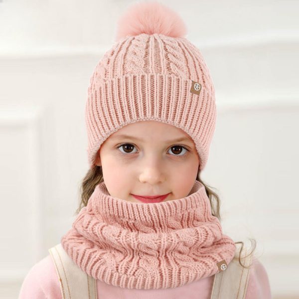 Wholesale Fur Ball Hat Scarf Gloves Winter Children s Fleece Warm Knitted Suit For Sale