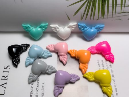 Wholesale of 100PCS PACK Acrylic Solid Color Baked Paint, Love Angel Wings, Plated with Colored Straight Hole Beads Cheap