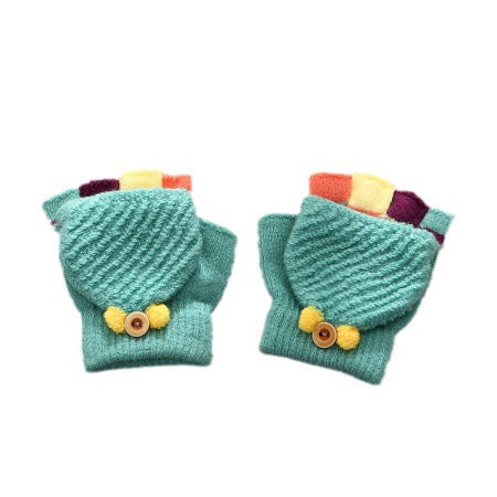 Wholesale Knitted Flip Open Fingered Children s Imitation Cashmere Gloves Online Sale