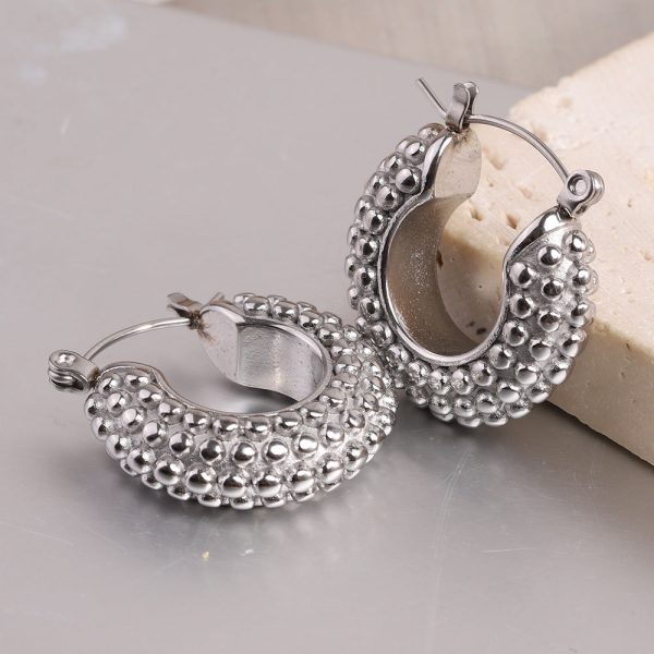 Wholesale Vintage Minimalist Pastry Bitter Gourd Shaped Titanium Steel Earrings For Discount