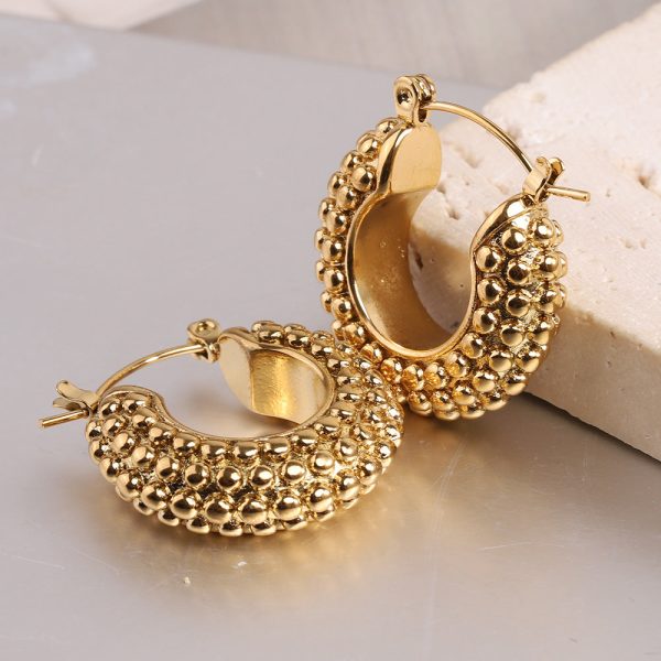 Wholesale Vintage Minimalist Pastry Bitter Gourd Shaped Titanium Steel Earrings For Discount