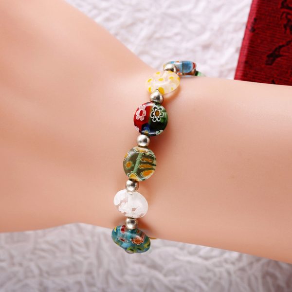 Wholesale Colorful Dried Flower Glaze DIY Elastic Bracelet Sale