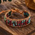 Wholesale Imperial Stone Cow Leather Rope Hand Woven Ethnic Style Leather Bracelet Discount